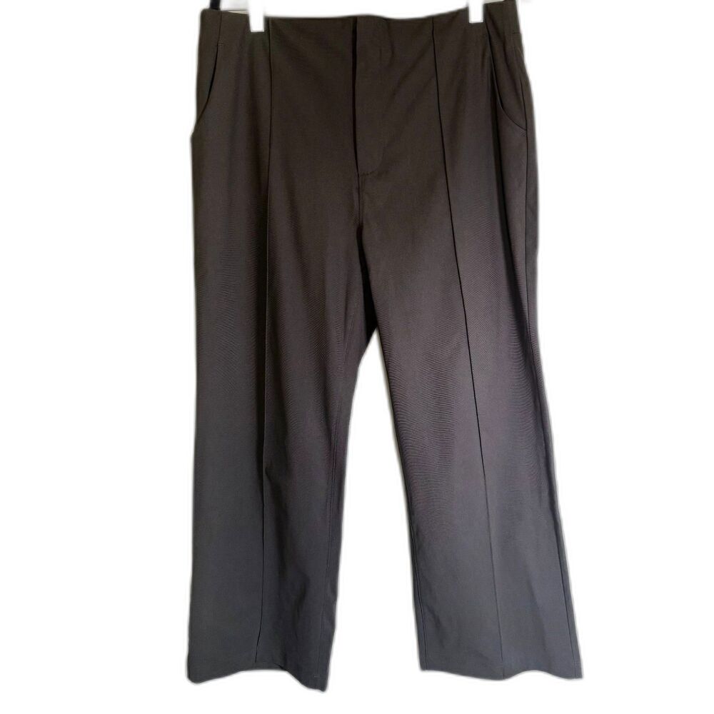 Vuori Large L Espresso Brown Meta Wide Leg Crop Trouser Pants Travel VW4174